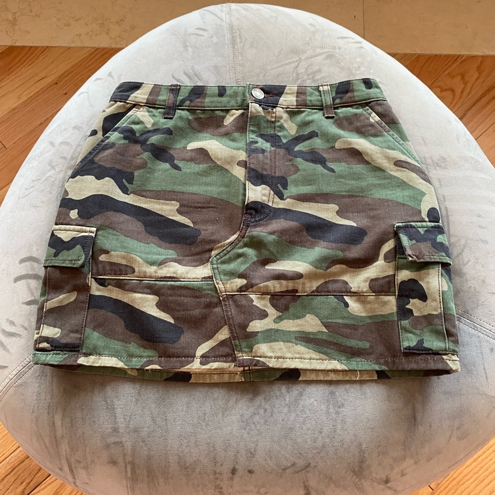Saint Laurent camo mini skirt